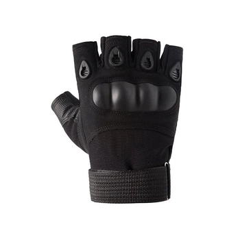 Рукавички без пальців Combat розмір М (військові, штурмові, похідні, армійські, захисні, мисливські) Чорний