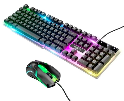 Набір ігровий (клавіатура + мишка) Hoco GM11 Terrific Glowing RGB з підсвіткою Чорний