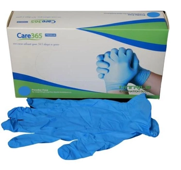 Перчатки нитриловые L синие Care365 неопудренные 100 шт.