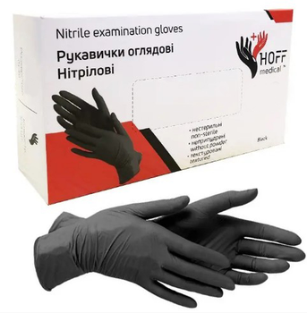 Перчатки нитриловые XL черные HOFF Medical неопудренные 100 шт