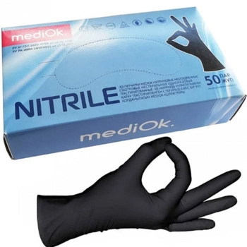 Перчатки нитриловые XL черные Mediok неопудренные 100 шт