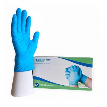 Перчатки нитриловые M синие Care365 неопудренные 100 шт