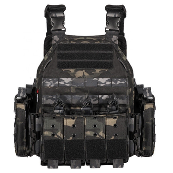 Плитоноска-тактичний швидкознімний військовий жилет YAKEDA MULTICAM з підсумками під дев'ять ріжків АК, та системою MOLLE Multicam VT-6026-3