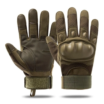 Перчатки тактические военные-армейские сенсорные CAMO с защитой костяшек кулака дышащие, боевые XL Оливковый CMZ910-2
