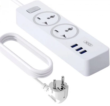 Мережевий фільтр,подовжувач XO WL04 НА 3 Usb + 2 Розетки 1.8м White