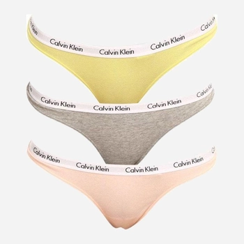 Трусики-стринги Calvin Klein Underwear Thong QD3587E-13X 3 шт Coral Cor/Cyber Green/Grey