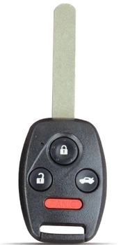 Простой корпус ключа для Honda на четыре кнопки с лезвием и логотипом Civic Accord Clarity Jazz CRV HRV Element Odyssey Pilot AdlerKey (61-40) (американская модификация, отрытие-закрытия-багажник-тревога)