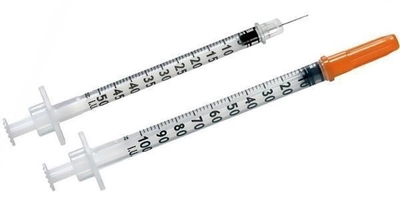 Шприц інсуліновий одноразовий MEDICARE з інтегрованою голкою U-50