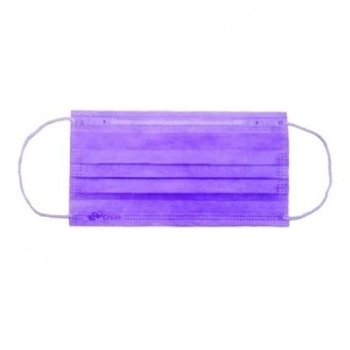 Маска медична Славна тришарова на гумках Технокомплекс фіолетова нестерильна, упаковка 50шт