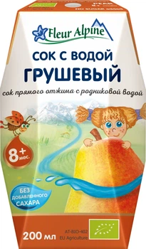Сок органический с природной водой Fleur Alpine ГРУШЕВЫЙ прямого отжима 200 мл (9002711027421)