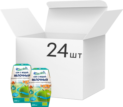 Упаковка соку прямого віджиму з природною джерельною водою Fleur Alpine Яблучний 24 шт х 200 мл (9002711027384)
