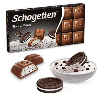Немецкий шоколад Шогеттен Black and White молочный с печеньем Орео 100 грамм