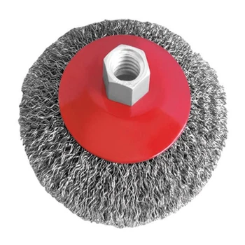 Щетка для УШМ Intertool конусная 125мм*М14 рифленая проволока BT-5125