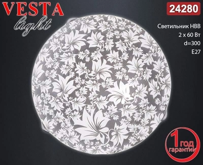 Світильник настінно стельовий декоративний Vesta Light 24280 НББ 2*60 Е27 d-300