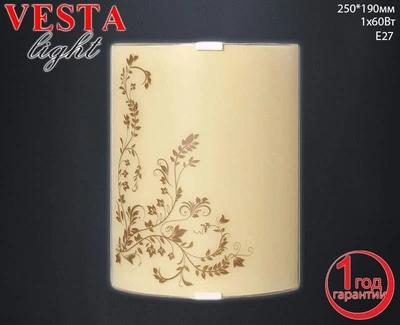 Світильник настінно декоративний стельовий Vesta Light 22162 НББ 1*60 Е27 250*190 крем