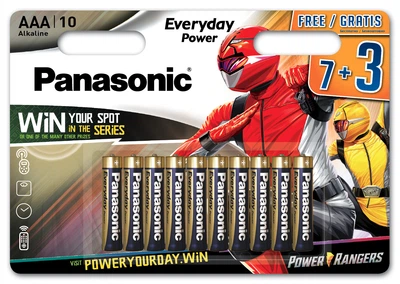 Baterie alkaliczne Panasonic Everyday Power AAA blister 10 szt. Power Rangers (LR03REE/10B3FPR)