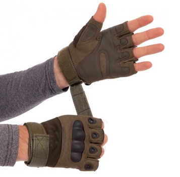 Тактические безпалые перчатки COMBAT, перчатки штурмовые, размер М, цвет хаки
