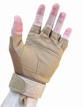 Тактические перчатки с открытыми пальцами военные перчатки цвет койот размер L 1 пара
