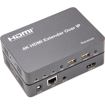 Удлинитель HDMI сигнала HDMI 4K/30hz, до 150м, через CAT5E/6 (HDES150-KVM)