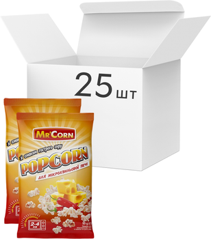 Упаковка попкорну для мікрохвильової печі Mr'Corn зі смаком гострого сиру 90 г х 25 шт (2.25 кг) (4820183270467)