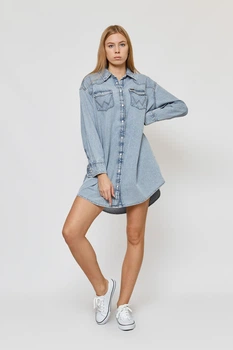 Платье джинсовое Wrangler DENIM WESTERN DRESS Loose Fit (W9P6LWX4E) Голубой S-00