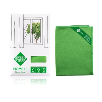 Салфетка GreenWay Green Fiber HOME P1, Файбер для стекла, зеленый (08007)