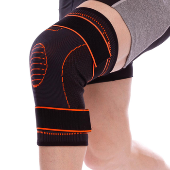Наколенник эластичный бандаж коленного сустава с фиксирующим ремнем Sibote 856CA M Black-Orange