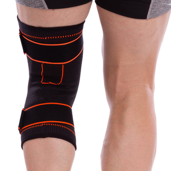 Наколенник эластичный бандаж коленного сустава с фиксирующим ремнем Sibote 856CA M Black-Orange
