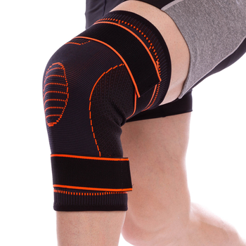 Наколенник эластичный бандаж коленного сустава с фиксирующим ремнем Sibote 856CA S Black-Orange
