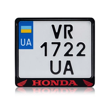 Рамка для мотоциклетного номеру Honda red logo 174х220мм чорна (VH-ABS1722HN1R)
