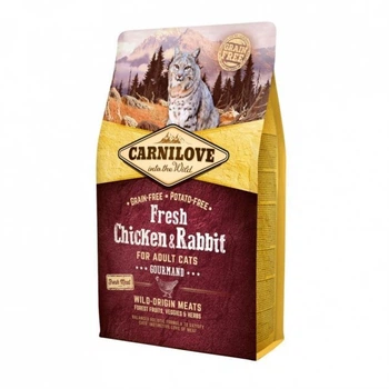 Сухой корм Carnilove Cat Fresh Chicken & Rabbit Gourmand для взрослых кошек с курицей и кроликом 2 кг (8595602527397)