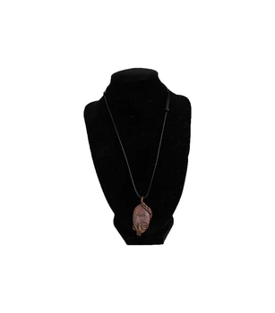 Подвеска из меди ShamanShop с натуральным бледно коричневым камнем, ручная работа К1613/2