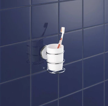 Настенный стакан для зубных щеток Wenko Vacuum-Loc® Milazzo, 11 x 11 x 8 см, сталь, хром