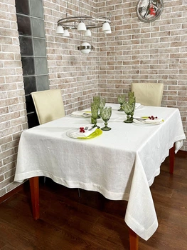 Лляна скатертина молочна 150 x 150 см - linen island (132531)