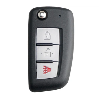 Корпус викидного ключа Nissan на три кнопки Rogue Qashqai J11 Pulsar C13 Juke F15 AdlerKey (19-11) (Для реставрації відновлення ключа, простий корпус з лезом, болванка, деталь, запчастина для Ніссан)