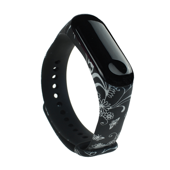Силіконовий ремінець MRK для фітнесу браслета Xiaomi Mi Band 4/3 з малюнком BlackSilver (mrk21042003)