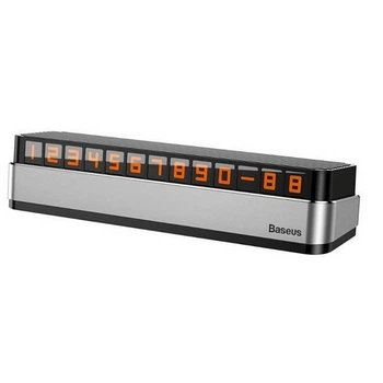 Парковочная табличка с номером телефона автовизитка Baseus Moonlight Temporary Parking Number Plate. Silver