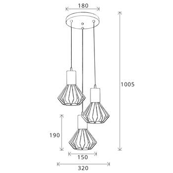 Светильник лофт MSK Electric Diadem подвесной на круглом основании NL 2215-3R