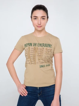 жіноча футболка - BORN IN UKRAINE - пісочний, XS