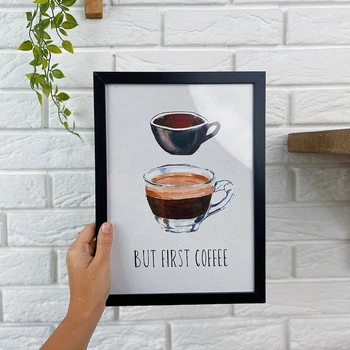 Постер в рамке But first coffee 21х30см, A4 (MT4_COF007_BL)