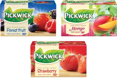 Коллекция черного чая с фруктами Pickwick (Forest fruit, Mango, Strawberry) 3 шт х 20 пакетиков (1845678901018)