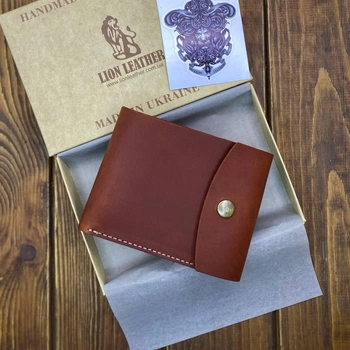 Класический мужской кошелек бифолд с монетницей Lion Leather Co коньяк MW005CWH 