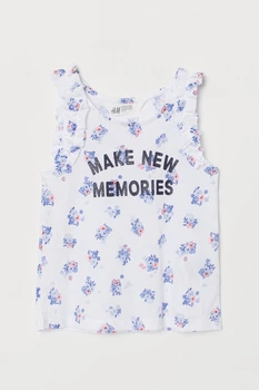 Майка для девочки белая в цветочный принт H&M 122-128см (40004742)