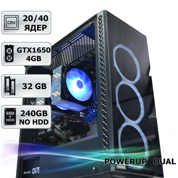 Двухпроцессорная рабочая станция PowerUp #230 Xeon E5 2660 v3 x2/32 GB/SSD 240 GB/GeForce GTX 1650 4GB