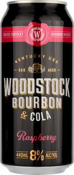 Напиток слабоалкогольный WOODSTOK Bourbon&Cola Raspberry 8% 0.44 л (9421030105472)