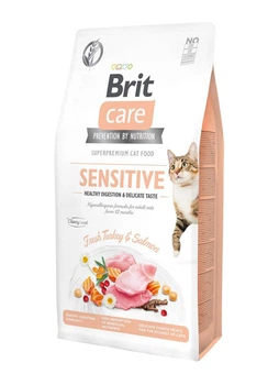 Сухой гипоаллергенный корм Brit Care Cat Sensitive Digestion & Delicate Taste для кошек с чуствительным пищеварением с индейкой и лососем 7 кг