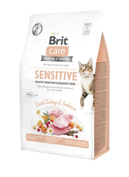 Сухой гипоаллергенный корм Brit Care Cat Sensitive Digestion & Delicate Taste для кошек с чуствительным пищеварением с индейкой и лососем 2 кг