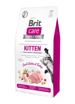 Сухий гіпоалергенний корм Brit Care Cat Kitten Growth & Development для кошенят з куркою та індичкою 7 кг