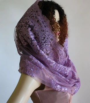 Снуд для церкви з кордового мережива Lady Solomia 60х110см бузковий RC16