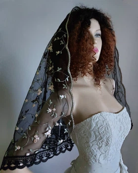 Церковний палантин Lady Solomia 60х110см черный цвет RC59